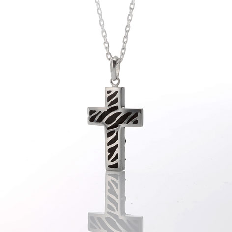 ZEBRA -Out of Africa　Cross　Necklace　　Black