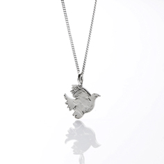 Dove Pendant  - "Woo, Lucky Me!! "- Sterling silver