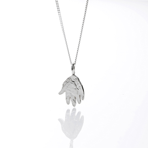 Hand Pendant  - "Woo, Lucky Me!! "- Sterling silver